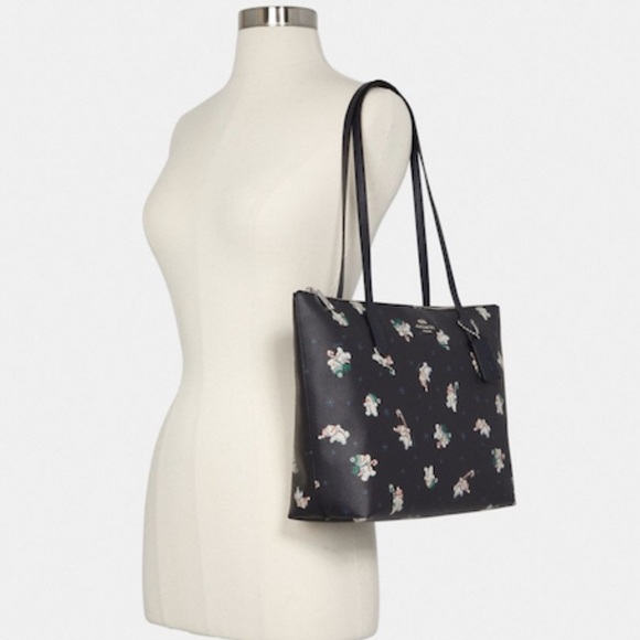 Coach Zip Top Tote with Snowman Print - Picture 4 of 6